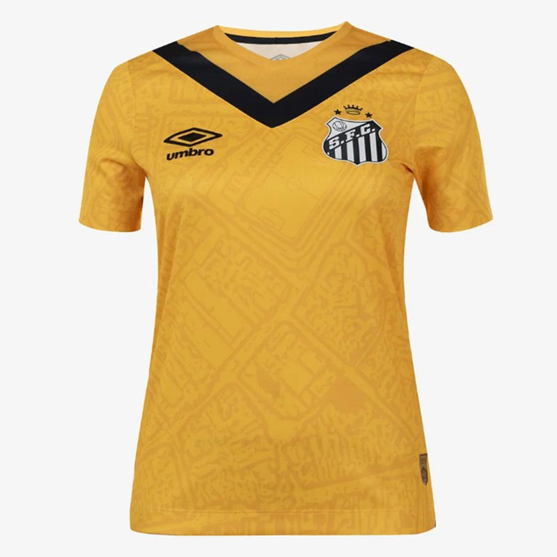 Camisa Santos III 2024 s/n Jogador Umbro Feminina - Amarelo+Preto